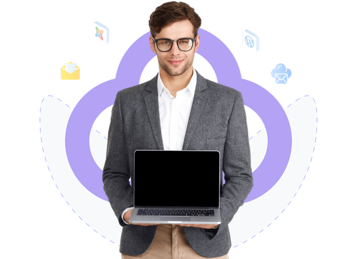 Person holding laptop